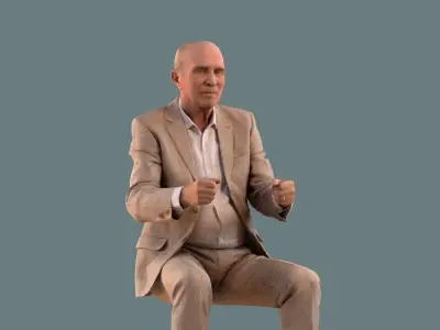 Low-poly set of 3D men driving a car Low-poly 3D model