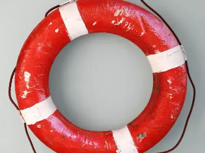 1950s Red and White Life Preserver 3D model