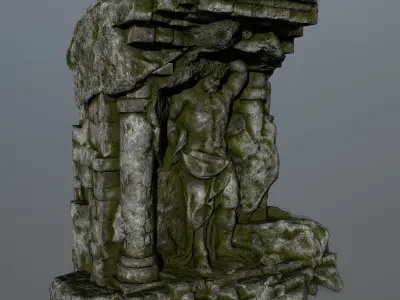 statue 2 stone structure Low-poly 3D model