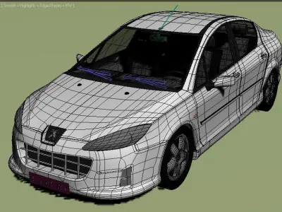 Peugeot 407 Low-poly 3D model