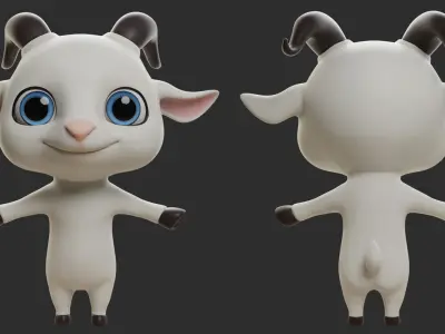 Goat  Cartoon Low-poly 3D model