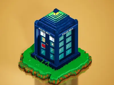 Doctor who police box tardis voxel design Free low-poly 3D model