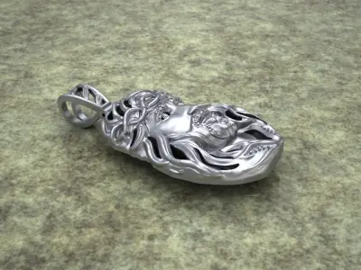 Jesus Face pendante with gems 3D print model