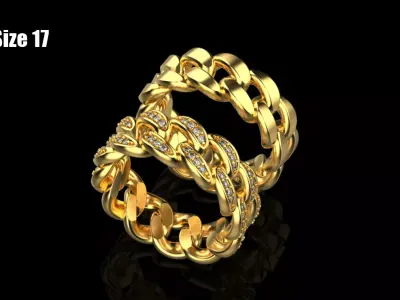 Cuban chain ring  Size 17  3D print model