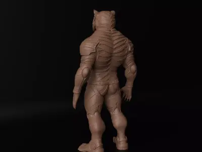 Cyberpunk Tiger  Armored Futuristic 3D Printable Statue 3D print model