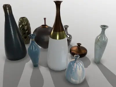 Decoration Vase Pot Set Low-poly 3D model
