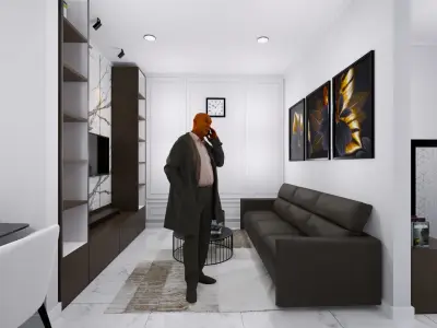 Luxury Modern Interior Design Guest Living room with Kitchen  3D model