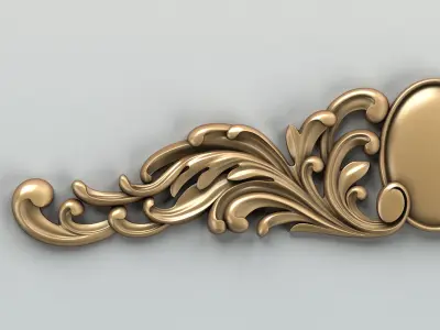 Carved decor horizontal 002 3D model