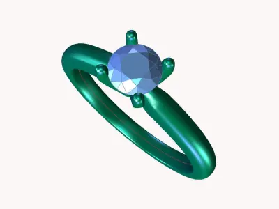 ZDR064 solitaire diamond engagement ring gold 3D print model