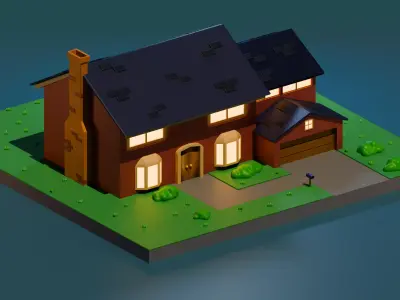 American House  Free low-poly 3D model