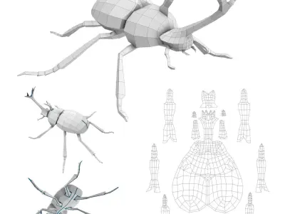 32 Animals Base Meshes Low-poly 3D model