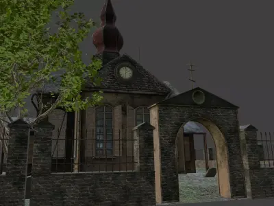 Church old russian witch cemetery 3D model