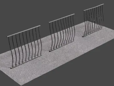 Metal Fence Low-poly 3D model