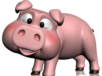 Cartoon Pig Rigged Low-poly 3D model