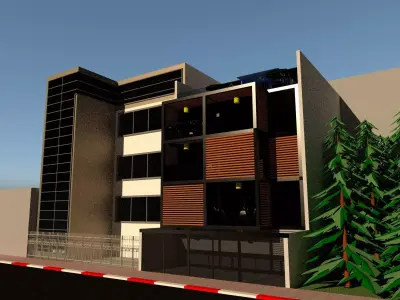 3D Cafeteria woods metal  3D model