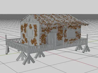 Realistic exterior wooden house model Free low-poly 3D model