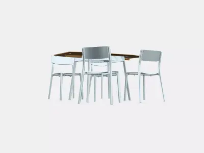 IKEA PS 2012 - JANINGE Table and 4 chairs Low-poly 3D model