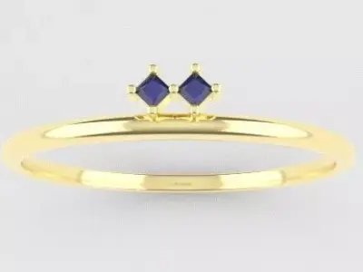 Simple Princess Cut Gemstone Ring Free 3D print model