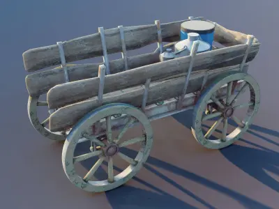 Realistic Milk Cart Low-poly 3D model