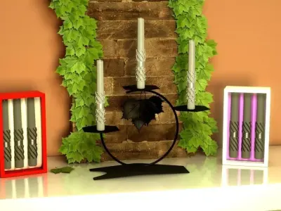 Candle-holder Candle and scene FREE 3D Free 3D model