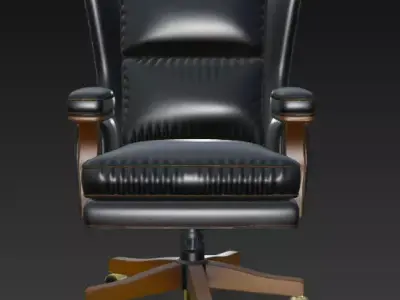 Luxury Executive Leather Office Chair Black and Wood 3D model