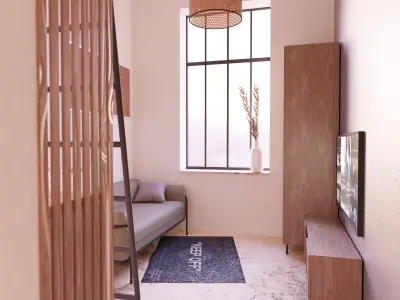 Boho apartment interior project 3D model