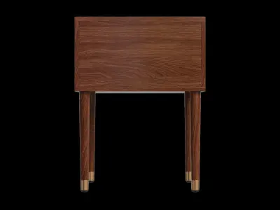 Walnut Modern Wooden Side Table With Storage 3D model