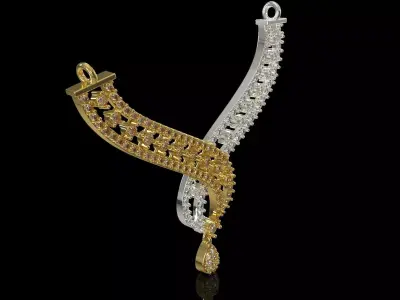 Two-Tone Intertwined Pave stl 3dm Necklace model jp0367 3D print model