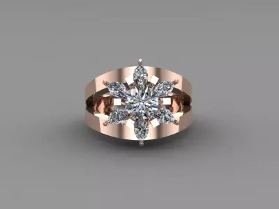 Rose Gold Women Diamond Ring 3D print model 3D print model 9
