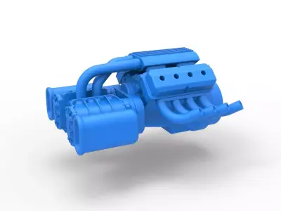 Engine V8 with double Potvin Supercharger Scale 1 to 25 3D print model