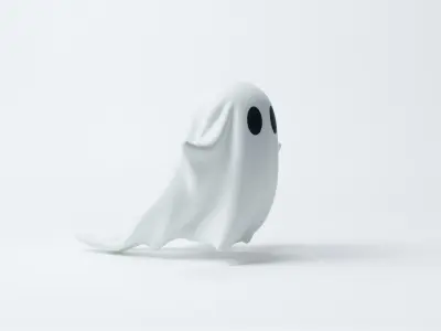 Haunting Ghost Figure with Translucent Shape Low-poly 3D model