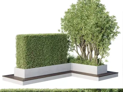 Garden plants set in a box - outdoor set 162 Low-poly 3D model