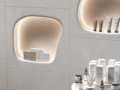Cosmetics shop beauty salon Modular Niche Shelves in the wall 3D model