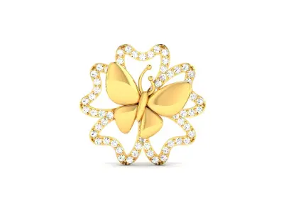 Solitaire Women butterfly Pendant 3DM STL OBJ FBX Render Details 3D print model