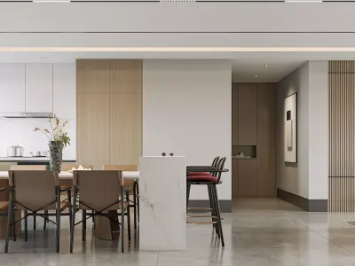 chinese living room dining room interior scenes 15 3D model