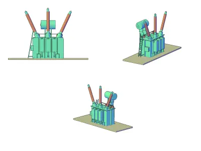 Power Transformer 3D with stairs 3D print model