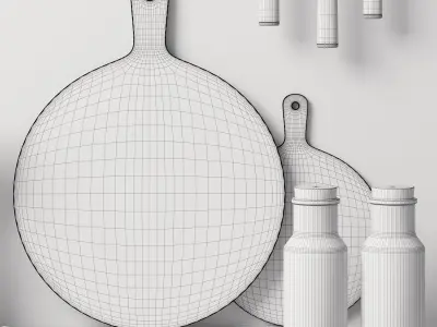 Decor kitchenware rockery shelves Set 91 3D model