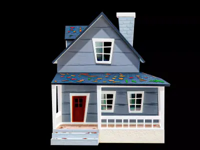 Cartoon Lowpoly Country House PBR Low-poly 3D model