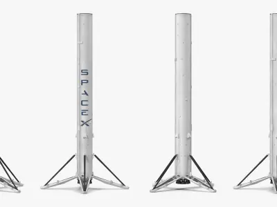 Falcon 9 First Stage with Landing Legs 3D model