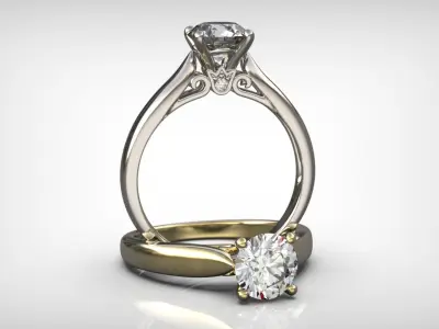 1Cts Diamond Engagement Ring 3D print model