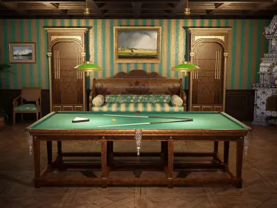 BILLIARD ROOM UNREAL ENGINE 4 Low-poly 3D model
