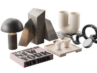 Living decor set for the coffee table NEW YORK 00 3D model