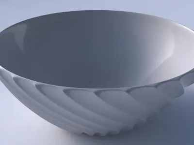 Bowl wide with bent extruded lines 3D print model