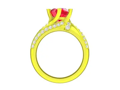 Luxury Round Cut Diamond Split Shank Ring for Women 5085 3D print model