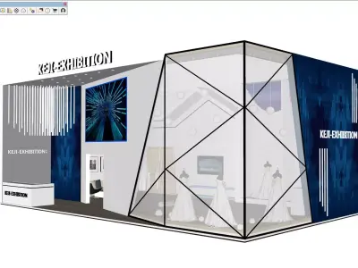 Fashion Exhibition Booth Stand with Glass Showcase  3D model