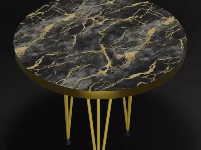 Modern Black Marble Coffee Table with 3D Model Low-poly 3D model