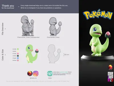 Pokemon - Grass Charmander 3D print model