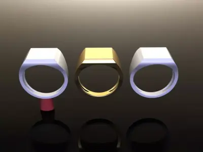 Dainty Narrow Tapper Square Signet Ring Mix Size 3D print model