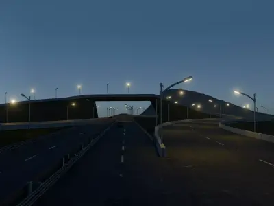 3D Trumpet Highway Interchange Model  Realistic Road Design Low-poly 3D model