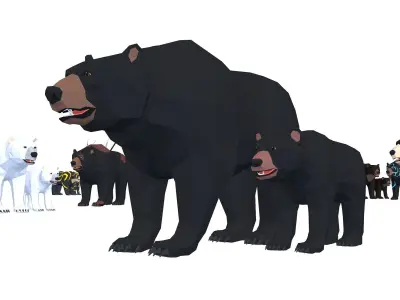 LowPoly Bear pack Low-poly 3D model